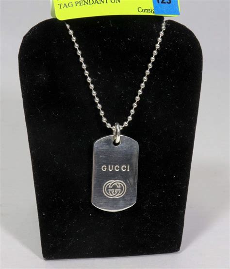 gucci silver dog tag|authentic gucci dog collar.